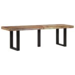 Banc 160 cm bois de récupération massif et acier – Image 9