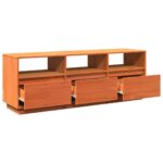 Meuble TV cire marron 140x37x50 cm bois pin massif – Image 7