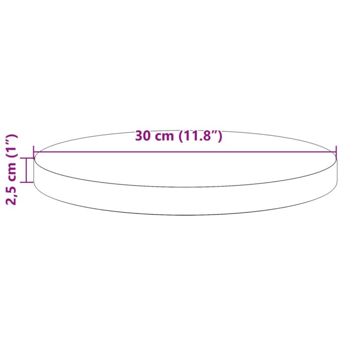 Dessus de table rond cire marron Ø30x2,5 cm bois de pin massif – Image 5