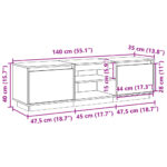 Meuble TV cire marron 140x35x40 cm bois pin massif – Image 10