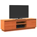 Meuble TV cire marron 140x35x40 cm bois pin massif – Image 2