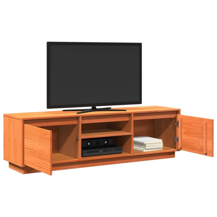 Meuble TV cire marron 140x35x40 cm bois pin massif – Image 3