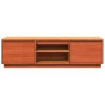 Meuble TV cire marron 140x35x40 cm bois pin massif – Image 4
