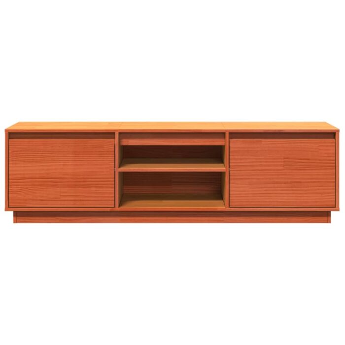 Meuble TV cire marron 140x35x40 cm bois pin massif – Image 4