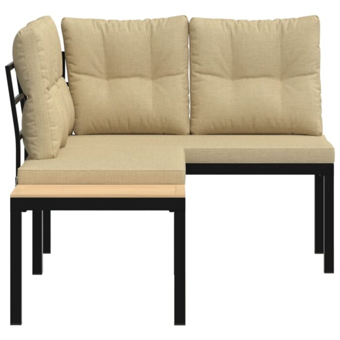 Bancs de jardin avec coussins lot de 2 acier enduit de poudre – Image 2