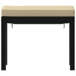 Tabouret de jardin avec coussin noir acier enduit de poudre – Image 2