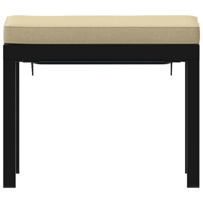 Tabouret de jardin avec coussin noir acier enduit de poudre – Image 2