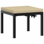 Tabouret de jardin avec coussin noir acier enduit de poudre – Image 3