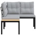 Bancs de jardin avec coussins lot de 2 acier enduit de poudre – Image 2