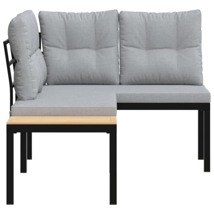 Bancs de jardin avec coussins lot de 2 acier enduit de poudre – Image 2