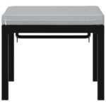 Tabouret de jardin avec coussin noir acier enduit de poudre – Image 2