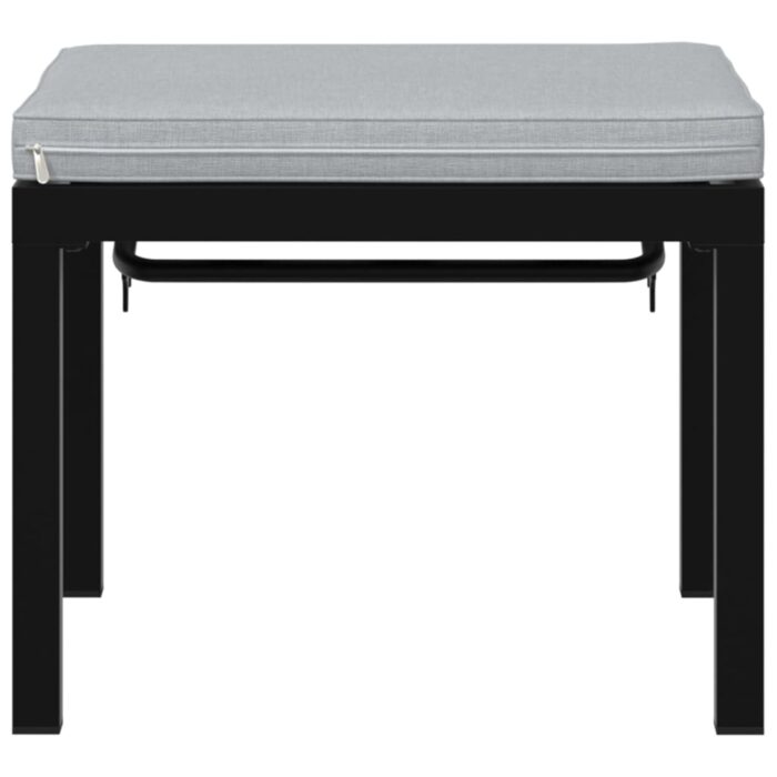 Tabouret de jardin avec coussin noir acier enduit de poudre – Image 2