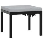 Tabouret de jardin avec coussin noir acier enduit de poudre – Image 3