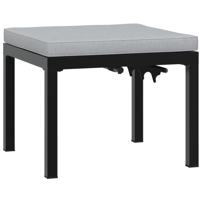 Tabouret de jardin avec coussin noir acier enduit de poudre – Image 3