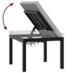 Tabouret de jardin avec coussin noir acier enduit de poudre – Image 4