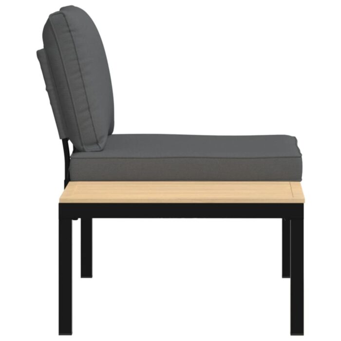 Banc de jardin avec coussins noir aluminium – Image 2