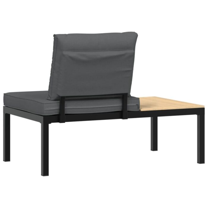Banc de jardin avec coussins noir aluminium – Image 3