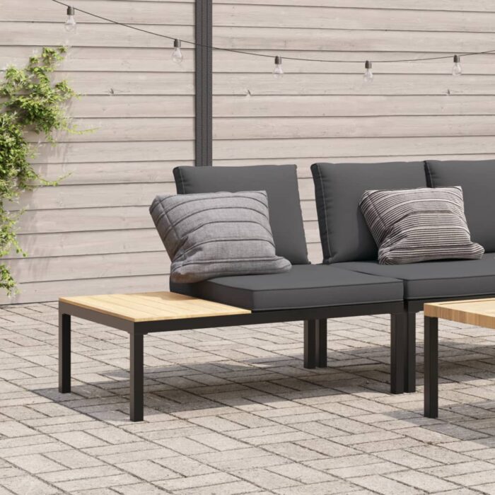 Banc de jardin avec coussins noir aluminium – Image 1