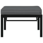 Tabouret de jardin avec coussin noir aluminium – Image 2