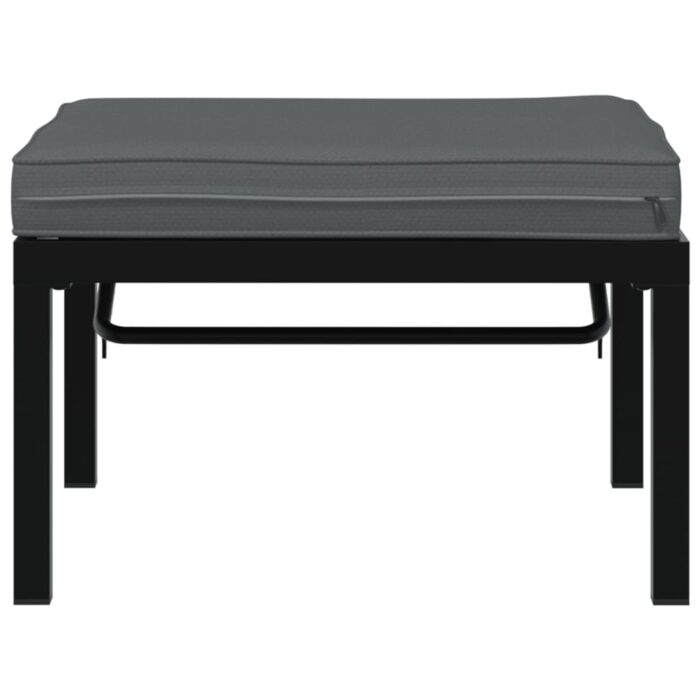 Tabouret de jardin avec coussin noir aluminium – Image 2