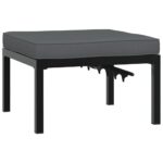Tabouret de jardin avec coussin noir aluminium – Image 3