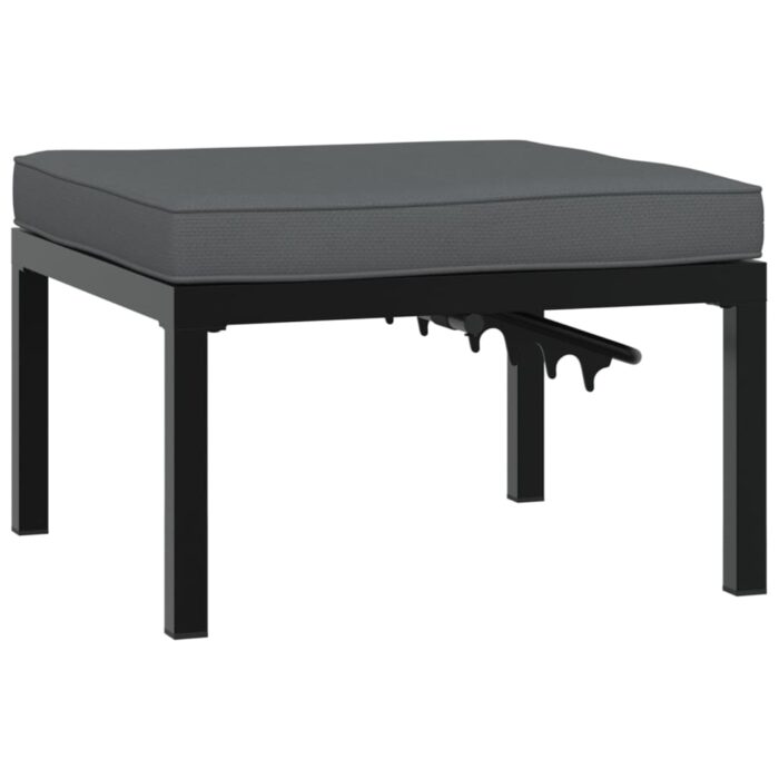 Tabouret de jardin avec coussin noir aluminium – Image 3
