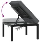 Tabouret de jardin avec coussin noir aluminium – Image 4