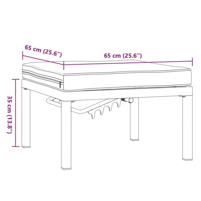 Tabouret de jardin avec coussin noir aluminium – Image 6