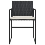 Chaises de jardin lot de 4 avec coussins noir résine tressée – Image 2
