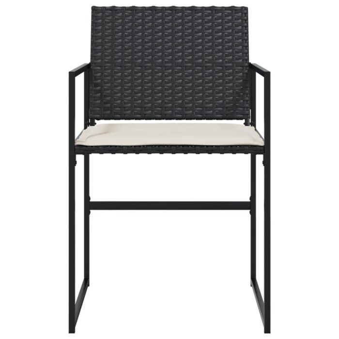 Chaises de jardin lot de 4 avec coussins noir résine tressée – Image 2