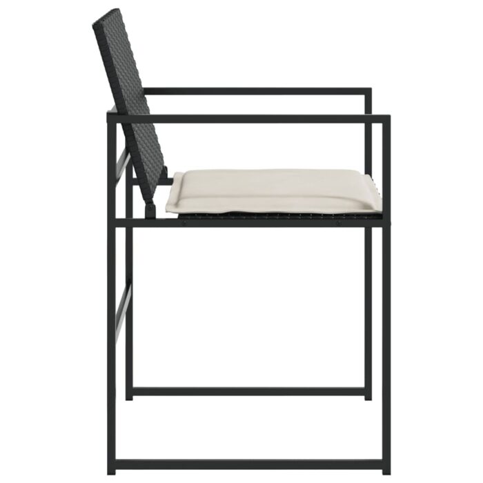 Chaises de jardin lot de 4 avec coussins noir résine tressée – Image 4