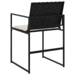 Chaises de jardin lot de 4 avec coussins noir résine tressée – Image 5