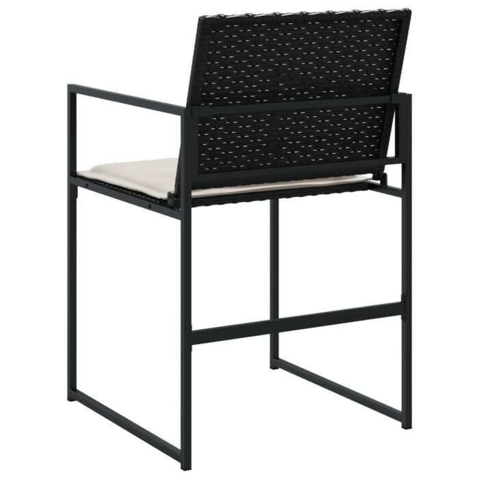 Chaises de jardin lot de 4 avec coussins noir résine tressée – Image 5
