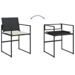 Chaises de jardin lot de 4 avec coussins noir résine tressée – Image 6