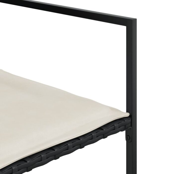 Chaises de jardin lot de 4 avec coussins noir résine tressée – Image 7