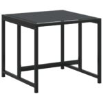 Tabourets de jardin 4 pcs noir acier et textilène – Image 3