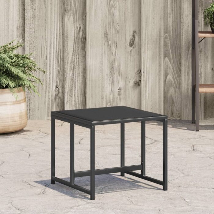 Tabourets de jardin 4 pcs noir acier et textilène – Image 1