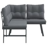 Bancs de jardin avec coussins lot de 2 acier enduit de poudre – Image 2