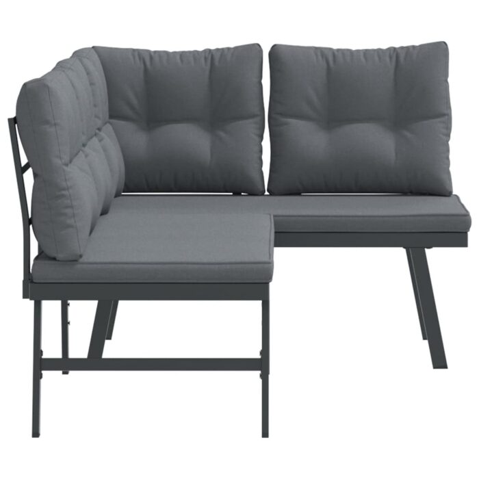 Bancs de jardin avec coussins lot de 2 acier enduit de poudre – Image 2