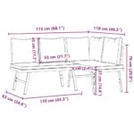 Bancs de jardin avec coussins lot de 2 acier enduit de poudre – Image 7