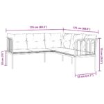 Canapé de jardin avec coussins forme de L noir acier textilène – Image 7