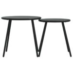 Tables basses de jardin 2pcs rondes noir acier enduit de poudre – Image 2