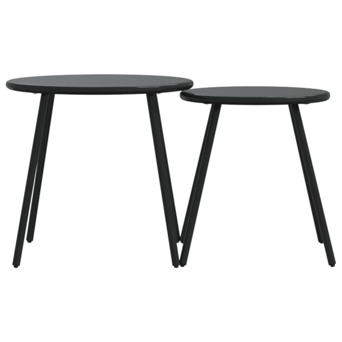 Tables basses de jardin 2pcs rondes noir acier enduit de poudre – Image 2