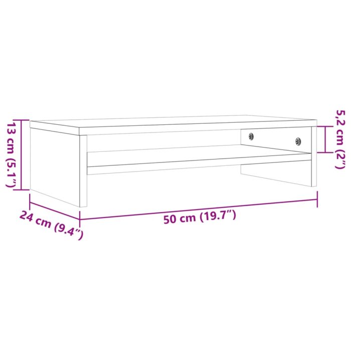 Support de moniteur marron miel 50x24x13 cm bois de pin solide – Image 7