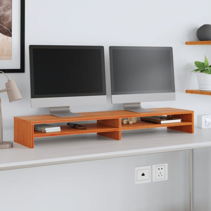 VXL8721102640445_m_en_hd_1.jpg Support de moniteur marron miel 100x24x13 cm bois de pin solide – Image 1