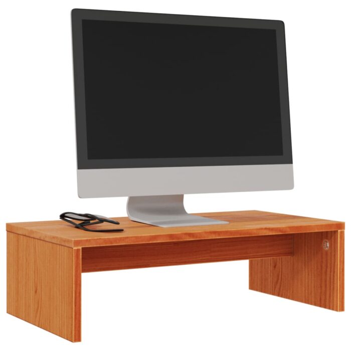 Support de moniteur marron miel 50x27x15 cm bois de pin solide – Image 2