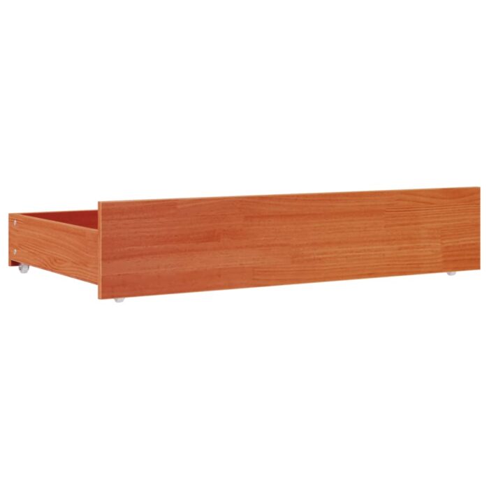 Tiroirs de lit 4 pcs cire marron bois de pin massif – Image 2