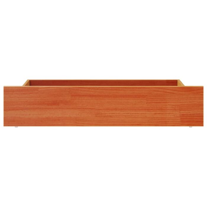 Tiroirs de lit 4 pcs cire marron bois de pin massif – Image 3