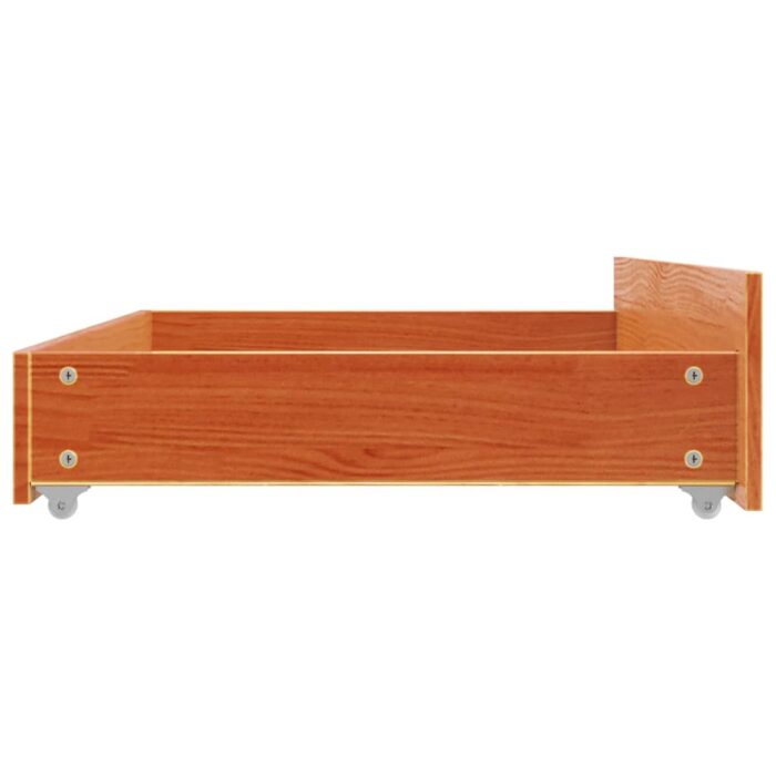 Tiroirs de lit 4 pcs cire marron bois de pin massif – Image 4