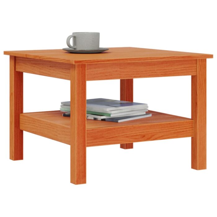 Table basse cire marron 55x55x40 cm bois massif de pin – Image 2